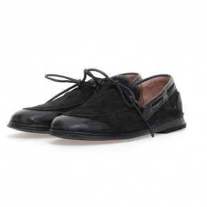 Black A.S.98 Aldous Men's flat shoes | IL-USQO98436