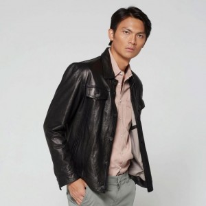 Black A.S.98 Leather Bruce Men's Jackets | IL-FVIJ18605