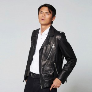 Black A.S.98 Leather Jimmy Men's Jackets | IL-VWQJ42035