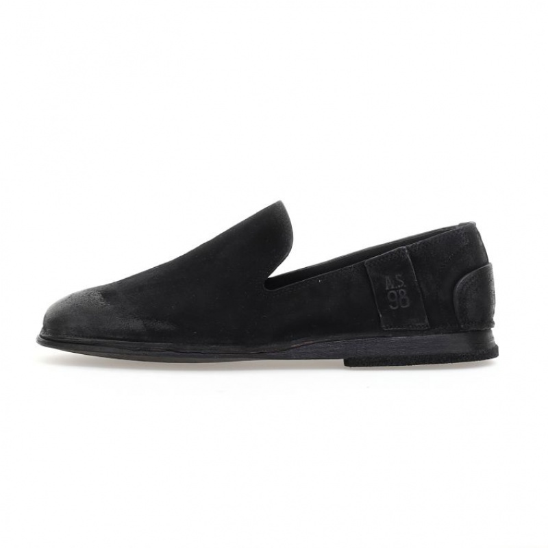 Black A.S.98 Alberic Men's flat shoes | IL-LHJE82906