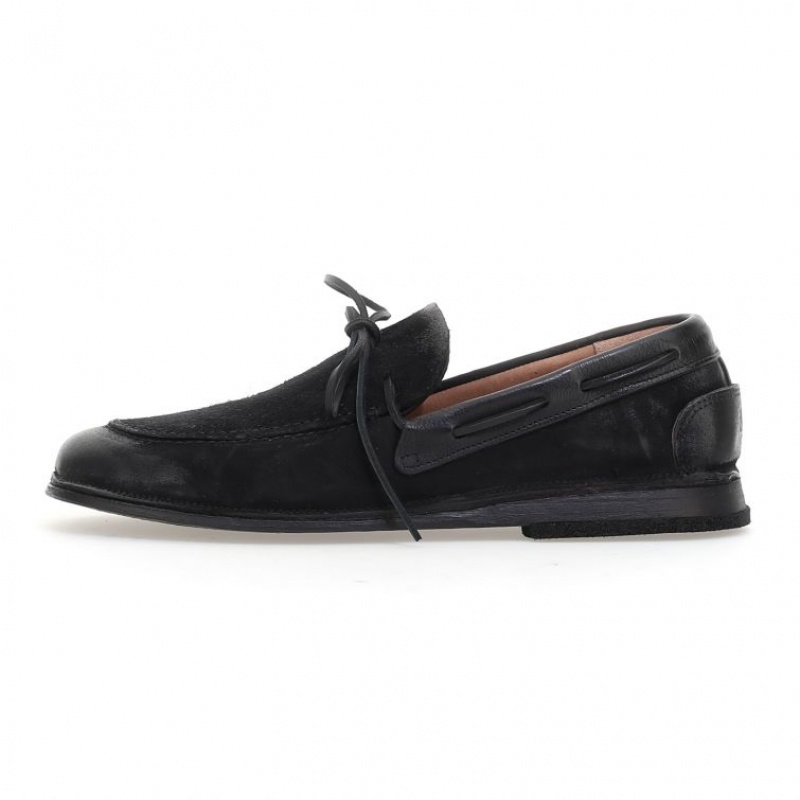 Black A.S.98 Aldous Men's flat shoes | IL-USQO98436