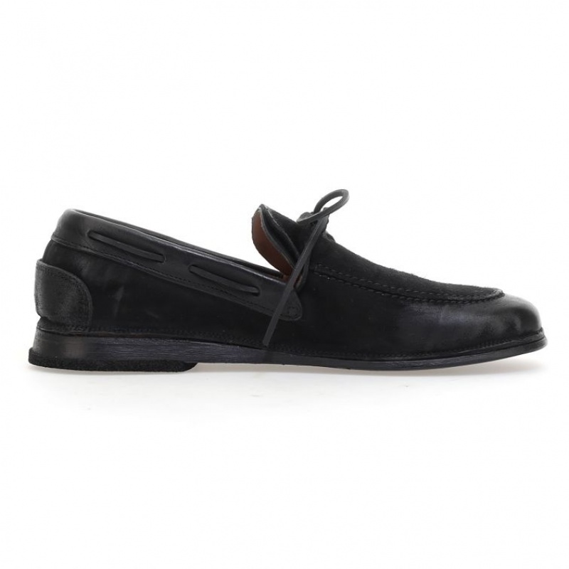 Black A.S.98 Aldous Men's flat shoes | IL-USQO98436