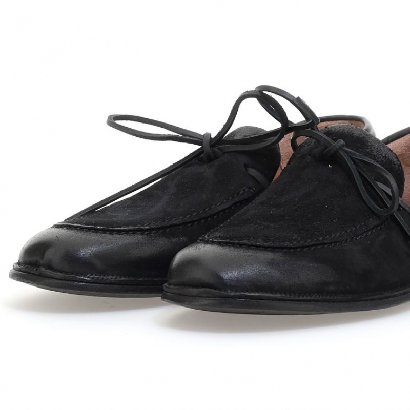 Black A.S.98 Aldous Men's flat shoes | IL-USQO98436