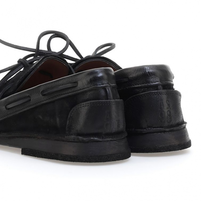 Black A.S.98 Aldous Men's flat shoes | IL-USQO98436