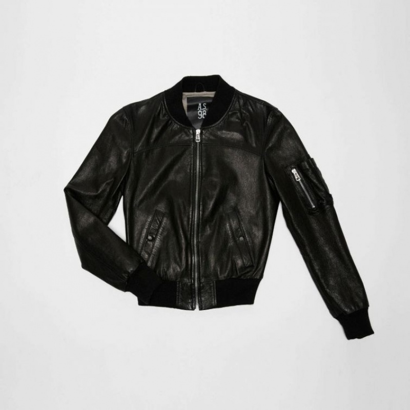 Black A.S.98 Leather Amber Women's Jackets | IL-XTKY78216