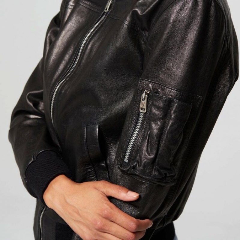 Black A.S.98 Leather Amber Women's Jackets | IL-XTKY78216