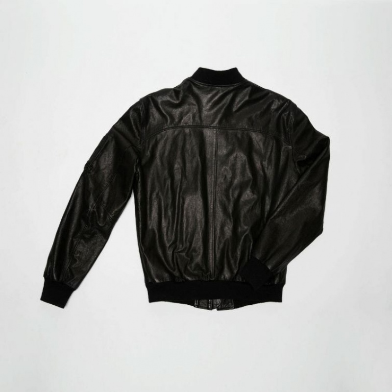 Black A.S.98 Leather James Men's Jackets | IL-YDHL39027