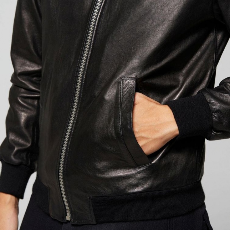 Black A.S.98 Leather James Men's Jackets | IL-YDHL39027