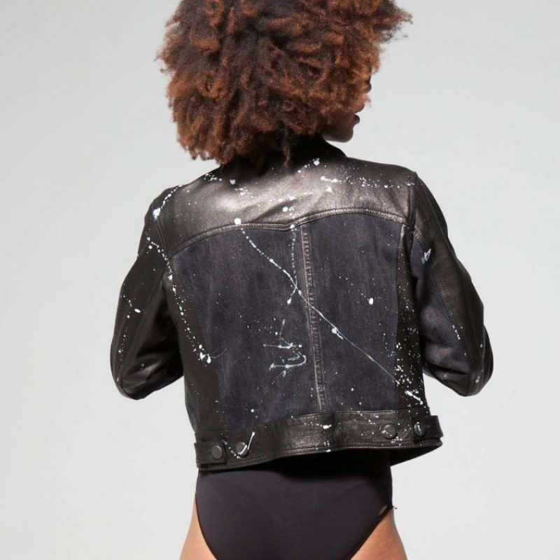 Black A.S.98 Leather Jason Women's Jackets | IL-WRGM70953