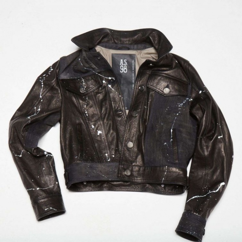 Black A.S.98 Leather Jason Women's Jackets | IL-WRGM70953