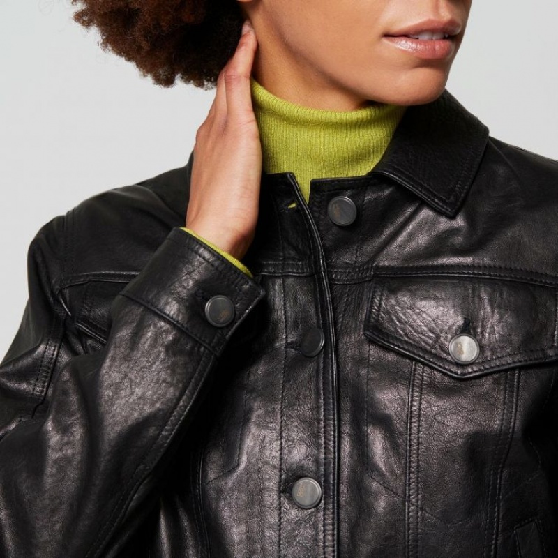 Black A.S.98 Leather Jason Women's Jackets | IL-HEAY41386