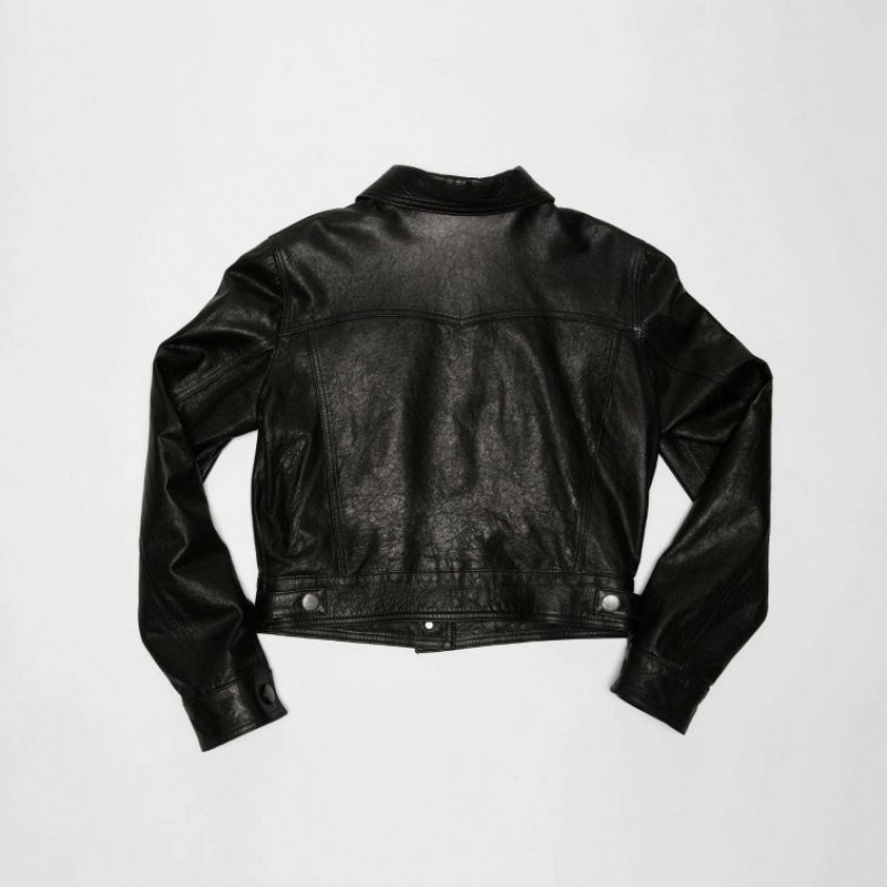 Black A.S.98 Leather Jason Women's Jackets | IL-HEAY41386