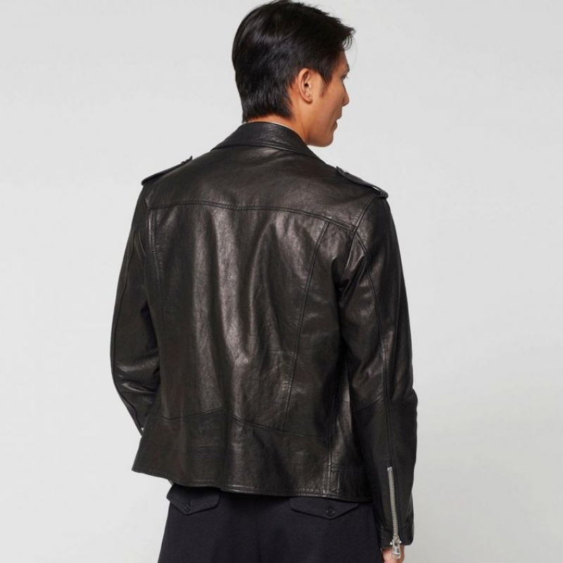 Black A.S.98 Leather Jimmy Men's Jackets | IL-VWQJ42035