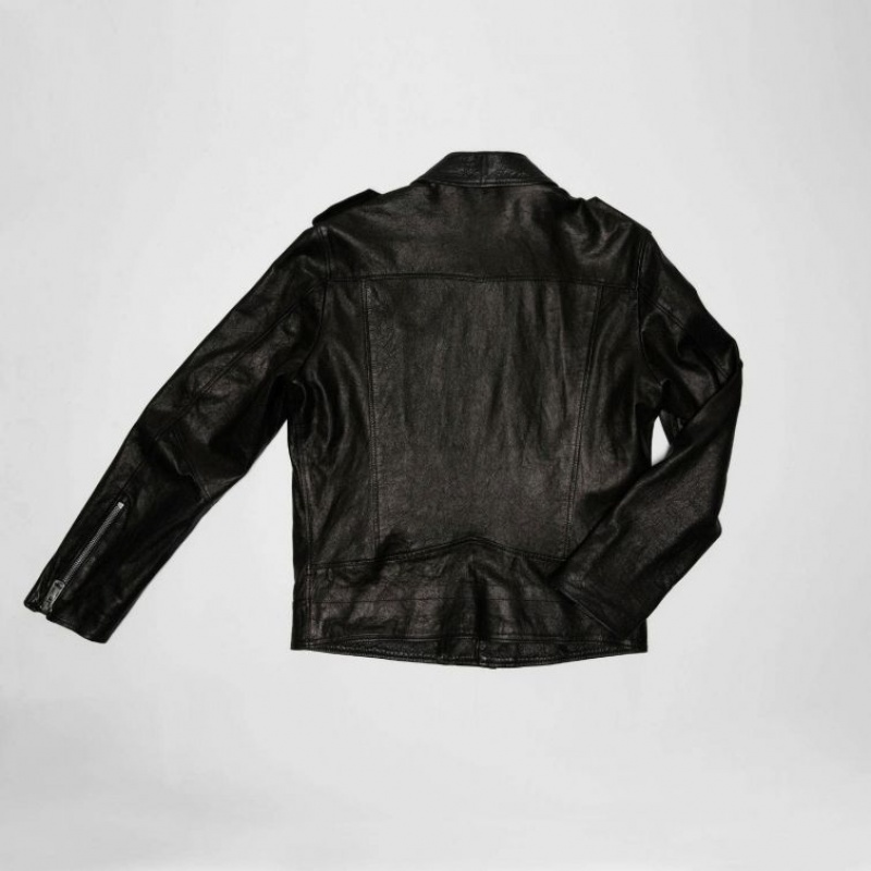 Black A.S.98 Leather Jimmy Men's Jackets | IL-VWQJ42035