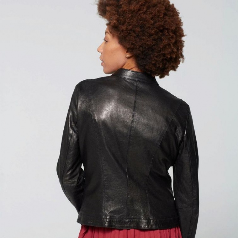 Black A.S.98 Leather Jude Women's Jackets | IL-PZHR51709