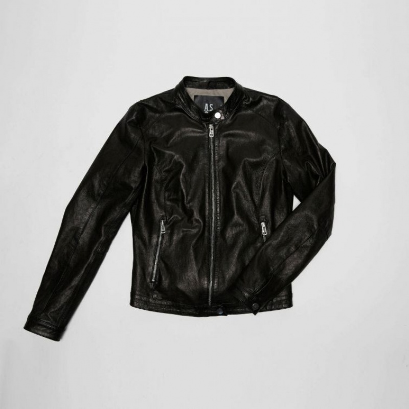 Black A.S.98 Leather Jude Women's Jackets | IL-PZHR51709