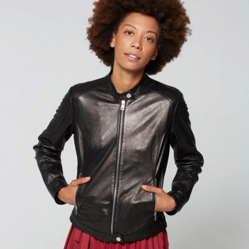 Black A.S.98 Leather Jude Women's Jackets | IL-PZHR51709