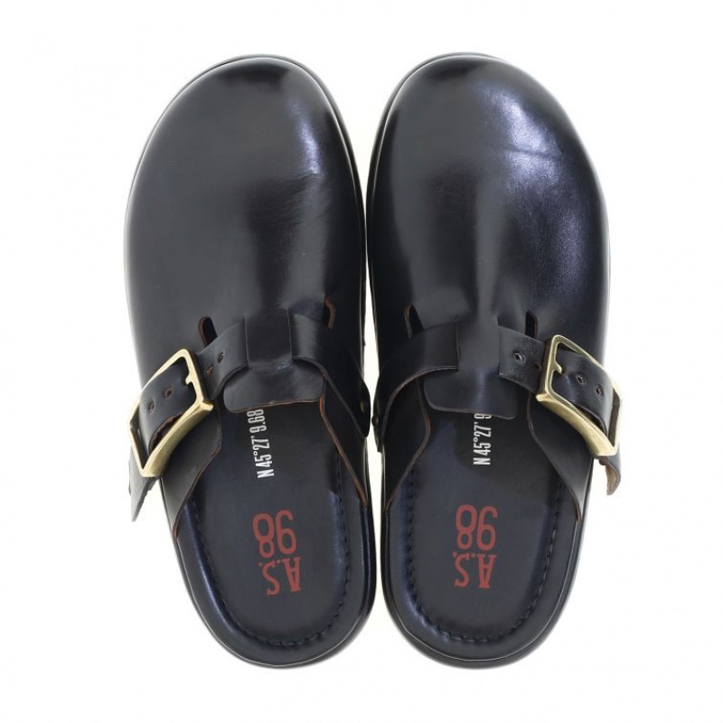 Black A.S.98 Mules Mike Men's flat shoes | IL-WXFY65918