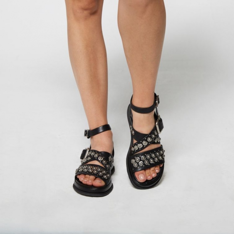 Black A.S.98 Savanna Women's Sandals | IL-ZHFK45810