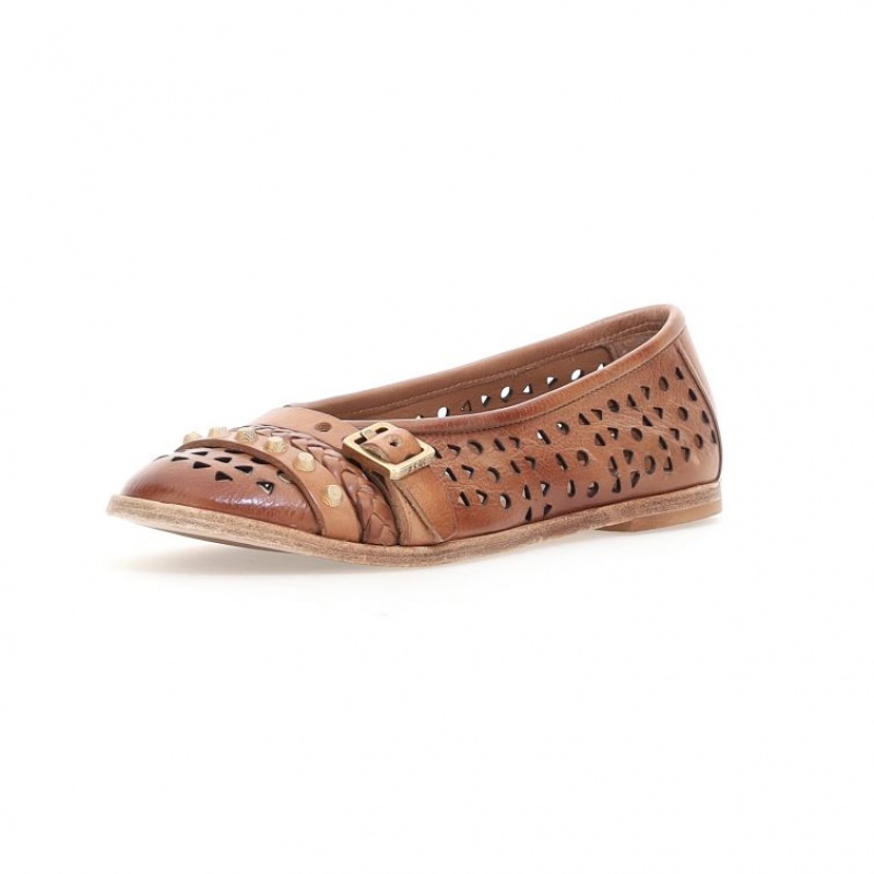 Brown A.S.98 Jakki Women's flat shoes | IL-UFLO90234