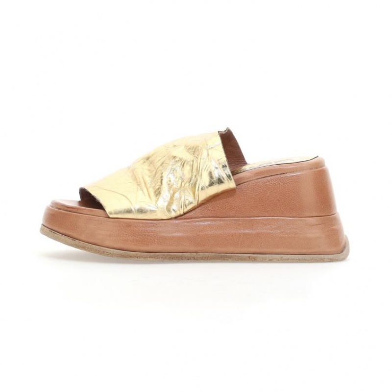 Gold A.S.98 Rae Women's Mules | IL-HLPO09216