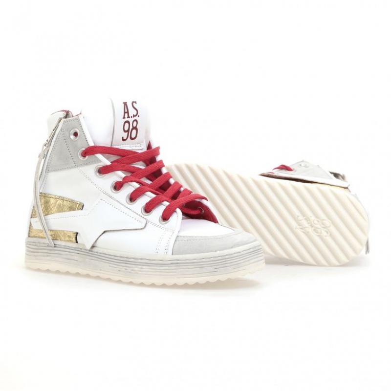 White / Red A.S.98 Aileen Women's Sneakers | IL-WAOD39710